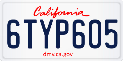 CA license plate 6TYP605