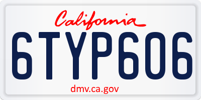 CA license plate 6TYP606