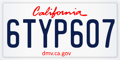 CA license plate 6TYP607