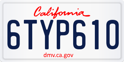 CA license plate 6TYP610
