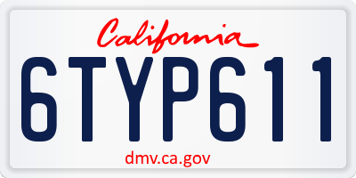 CA license plate 6TYP611