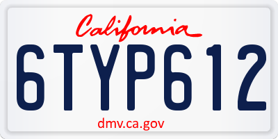 CA license plate 6TYP612