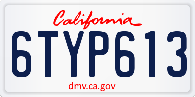 CA license plate 6TYP613