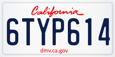 CA license plate 6TYP614