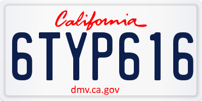 CA license plate 6TYP616