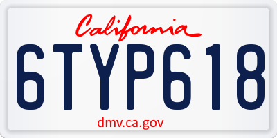 CA license plate 6TYP618