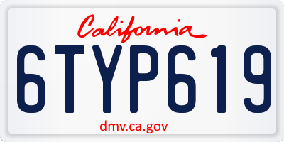 CA license plate 6TYP619