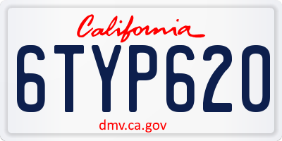 CA license plate 6TYP620