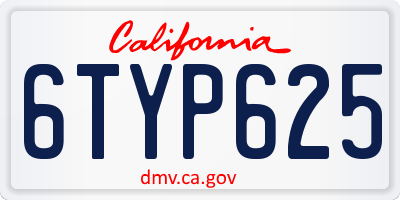 CA license plate 6TYP625
