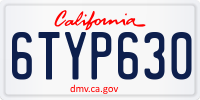 CA license plate 6TYP630