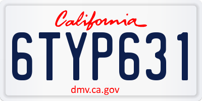 CA license plate 6TYP631