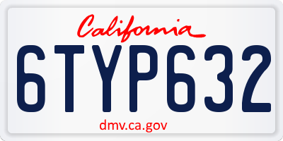 CA license plate 6TYP632