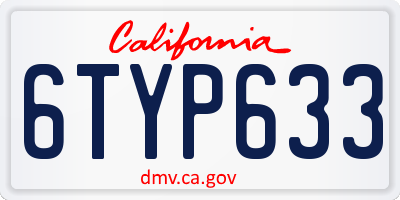 CA license plate 6TYP633