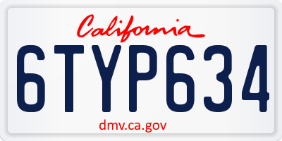 CA license plate 6TYP634