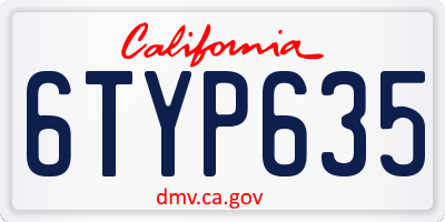 CA license plate 6TYP635