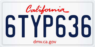 CA license plate 6TYP636
