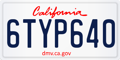 CA license plate 6TYP640