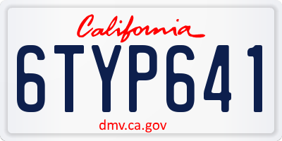 CA license plate 6TYP641