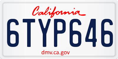 CA license plate 6TYP646