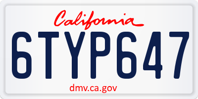 CA license plate 6TYP647