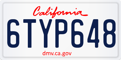 CA license plate 6TYP648