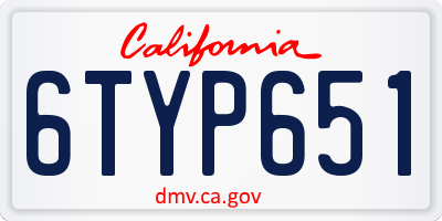 CA license plate 6TYP651
