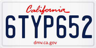 CA license plate 6TYP652