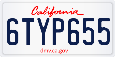 CA license plate 6TYP655