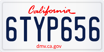 CA license plate 6TYP656