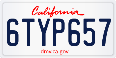 CA license plate 6TYP657