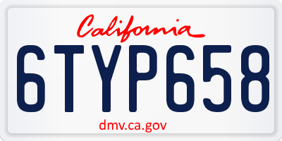 CA license plate 6TYP658