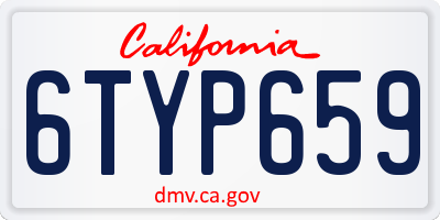 CA license plate 6TYP659