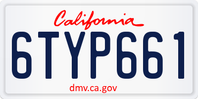 CA license plate 6TYP661