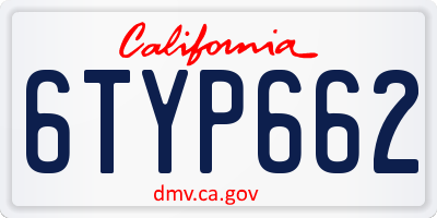 CA license plate 6TYP662
