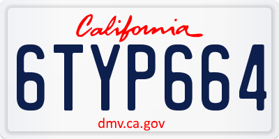 CA license plate 6TYP664