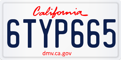 CA license plate 6TYP665