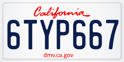 CA license plate 6TYP667