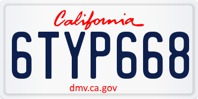 CA license plate 6TYP668