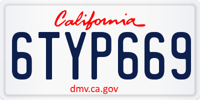 CA license plate 6TYP669