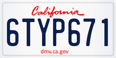 CA license plate 6TYP671