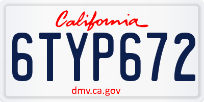 CA license plate 6TYP672