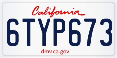 CA license plate 6TYP673
