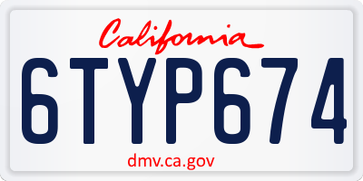 CA license plate 6TYP674