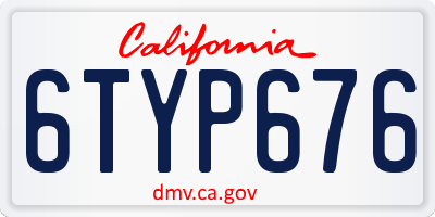 CA license plate 6TYP676