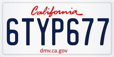 CA license plate 6TYP677
