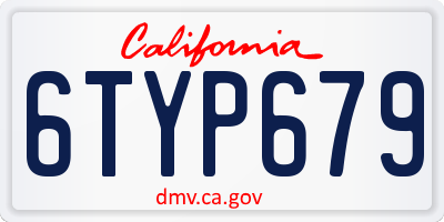 CA license plate 6TYP679