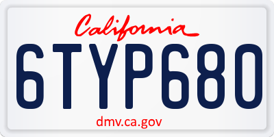 CA license plate 6TYP680