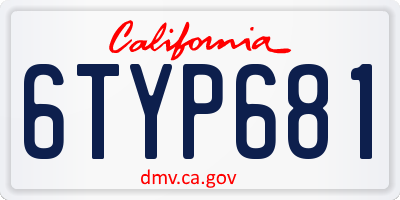CA license plate 6TYP681