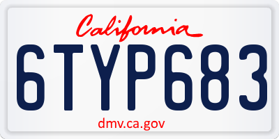 CA license plate 6TYP683