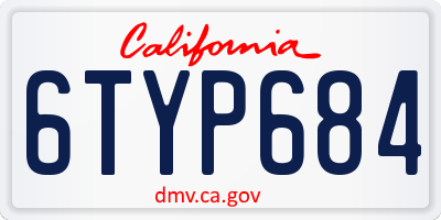 CA license plate 6TYP684